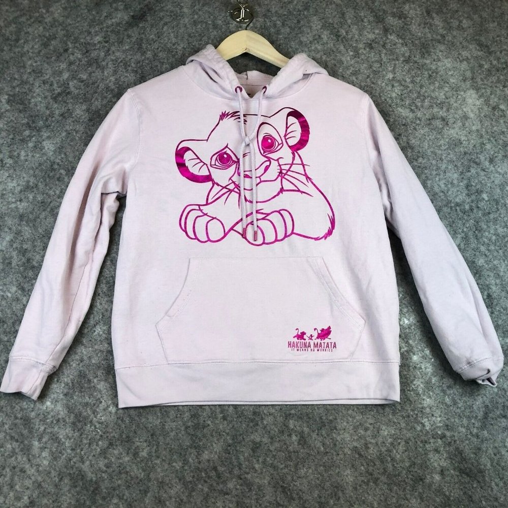 Lion King Hoodie L 11 13 Womens Juniors Pink Metallic Simba Hakuna Matata Pocket
